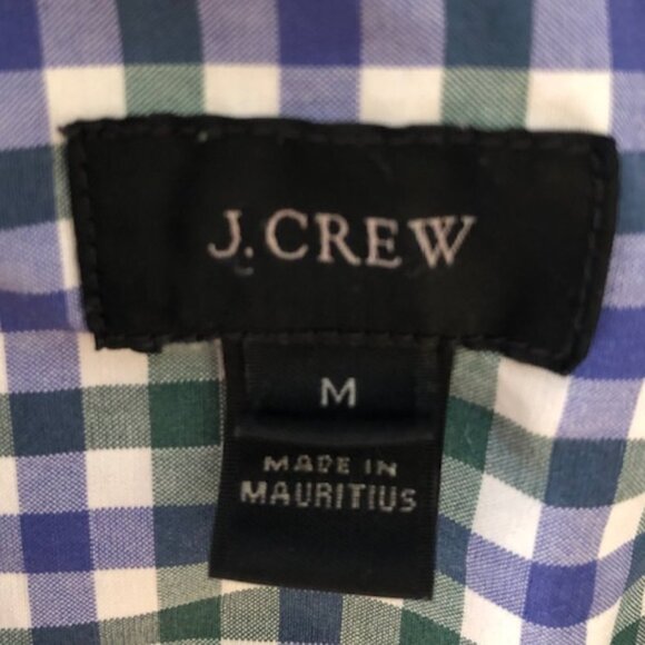J. CREW Holiday 13 Check Cotton Button Down Shirt Blue Green Medium - Picture 4 of 15